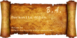 Berkovits Albin névjegykártya